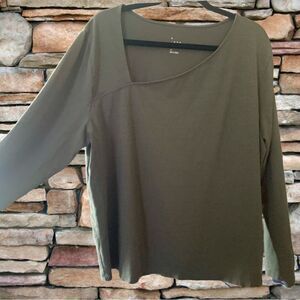 a.n.a Top Soft Green Asymmetric Neckline Plus Size 2X